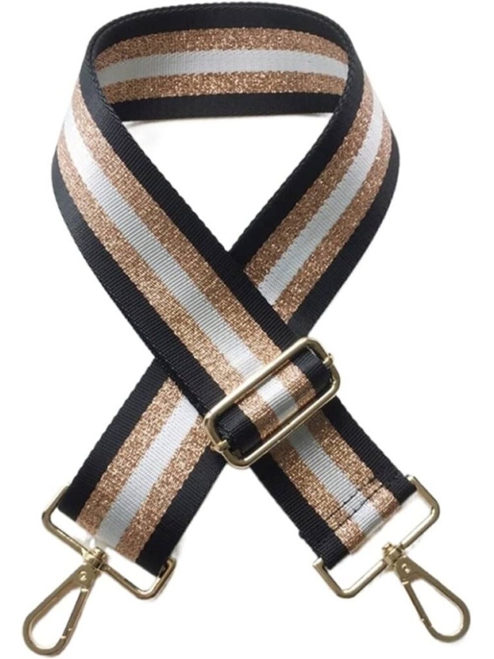 Kedzie Black & Gold & White Striped interchangeable Bag Strap